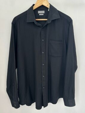 Michael Kors Black Herringbone Dress Shirt Men’s Large 16–16.5 Button Down